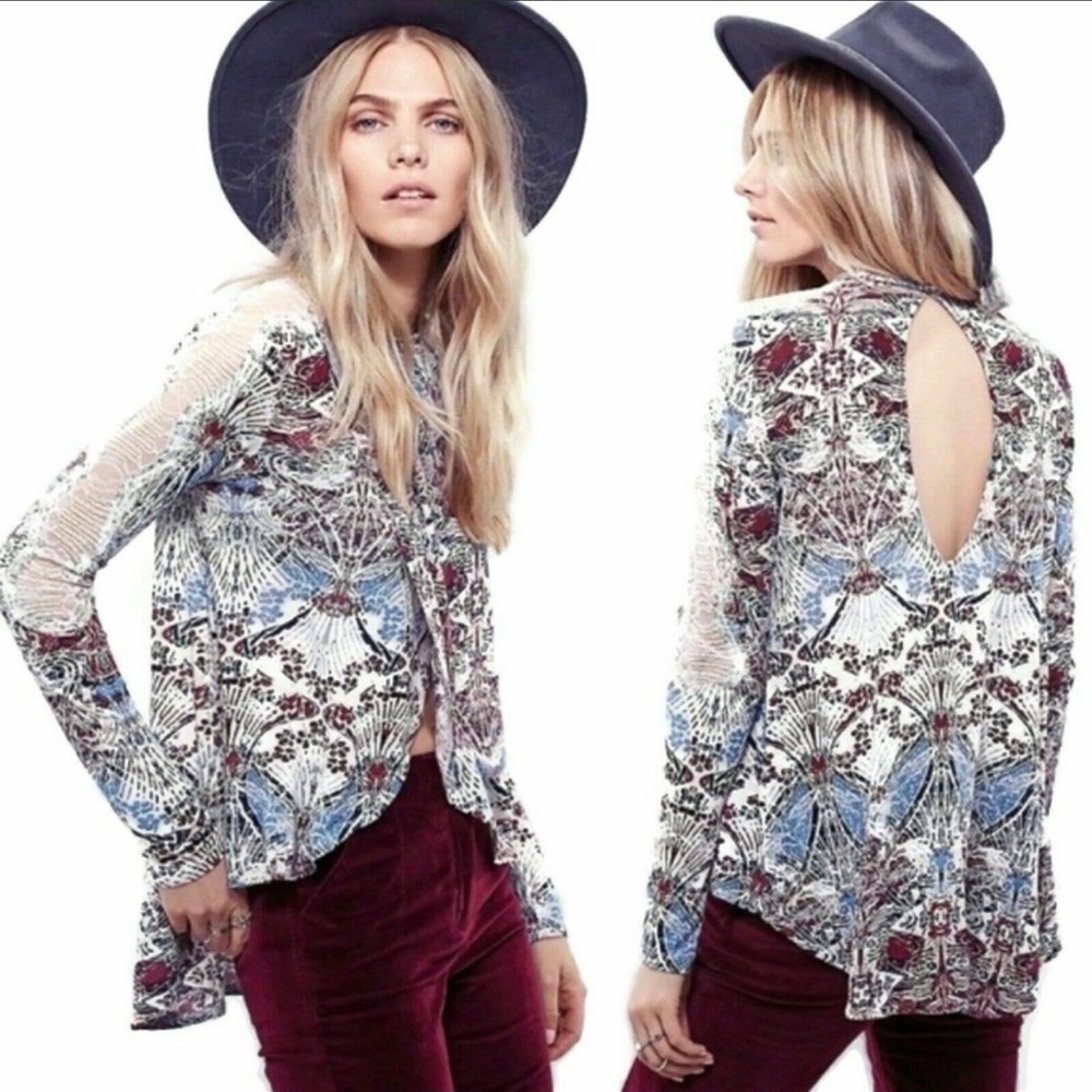 Free People Nouveau Snow Combo Drape Front Top Womens Size XS